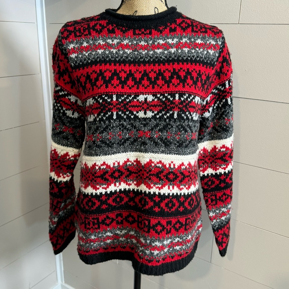 Vintage Knit Cotton Wool Blend Sweater - Medium